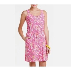 Lilly Pulitzer Dress Women's Large L Pink Floral Drawstring Pockets Kori Chum